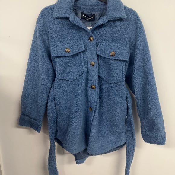 En Saison Blue Teddy Jacket Soft and Versatile - Picture 1 of 8